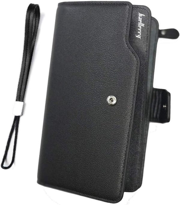 Velmora Leather Co. – Men's Business Long Wallet | PU Leather, Large Capacity, Multi-Function with Card Holder (Random Color)
