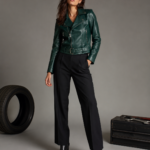 Women's Cropped Biker Leather Jacket