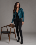 Women's Classic Motorcycle Leather Jacket - Image 2