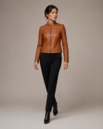 Women's Belted Café Racer Jacket - Image 4