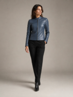 Women's Classic Café Racer Leather Jacket - Image 2