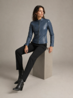 Women's Classic Café Racer Leather Jacket - Image 3