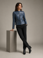 Women's Classic Café Racer Leather Jacket - Image 4