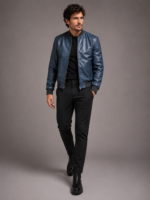 Men's MA-1 Style Leather Bomber - Image 2