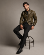 Men's Distressed Café Racer Jacket - Image 4