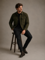 Men's Classic Suede Bomber Jacket - Image 2