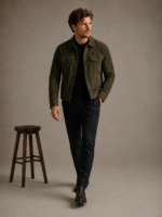 Men's Classic Suede Bomber Jacket - Image 4