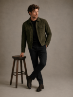 Men's Classic Suede Bomber Jacket - Image 3