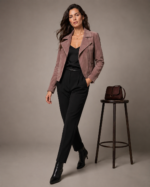 Women's Classic Suede Bomber Jacket - Image 3