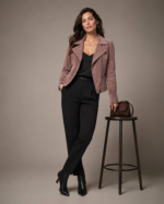 Women's Classic Suede Bomber Jacket - Image 2