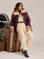 Women's Classic Shearling Aviator Jacket - Image 2