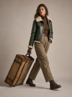 Women's Cropped Aviator Leather Jacket - Image 4