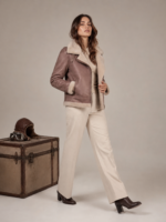 Women's Faux-Fur Collar Aviator Jacket - Image 3