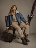 Women's Premium Shearling Aviator Jacket - Image 3