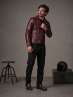 Men's Classic Black Biker Leather Jacket - Image 4