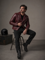 Men's Classic Black Biker Leather Jacket - Image 3