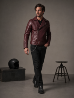 Men's Classic Black Biker Leather Jacket - Image 2