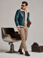 Men's Distressed Vintage Biker Jacket - Image 3