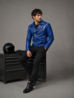 Men's Slim-Fit Racer Biker Jacket - Image 2