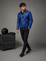 Men's Slim-Fit Racer Biker Jacket - Image 3