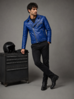 Men's Slim-Fit Racer Biker Jacket - Image 4