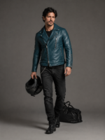 Men's Studded Rebel Biker Leather Jacket - Image 3