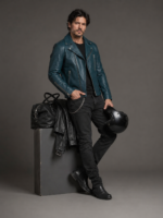 Men's Studded Rebel Biker Leather Jacket - Image 4