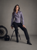Women's Classic Fitted Biker Jacket - Image 4