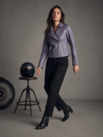 Women's Classic Fitted Biker Jacket - Image 3