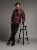 Men's Classic Leather Bomber Jacket - Image 4