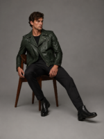 Men's Distressed Leather Bomber - Image 4