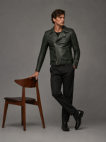 Men's Distressed Leather Bomber - Image 2