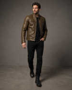 Men's Vintage Distressed Motorcycle Jacket - Image 3