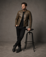 Men's Vintage Distressed Motorcycle Jacket - Image 4