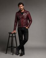Men's Classic Leather Bomber Jacket