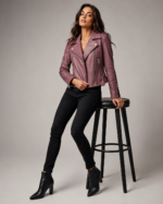 Women's Quilted Leather Bomber Jacket