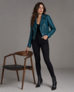 Women's Premium Metallic Leather Bomber