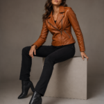 Women's Cropped Leather Bomber Jacket