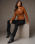Women's Cropped Leather Bomber Jacket