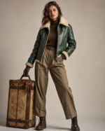 Women's Cropped Aviator Leather Jacket