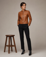 Women's Belted Café Racer Jacket