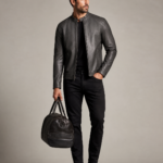 Men's Ribbed-Collar Café Racer Jacket